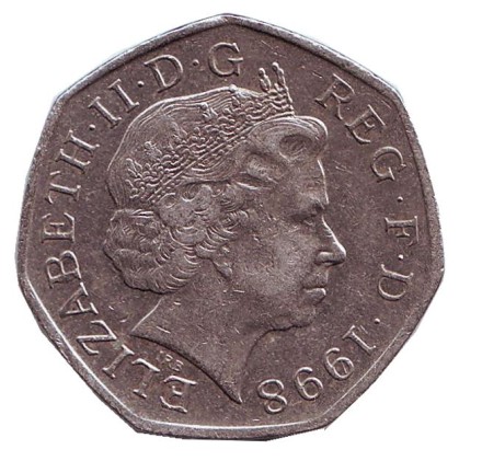 Монета 50 пенсов. 1998 год, Великобритания.