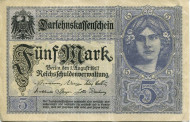 Бона 5 марок. 1917 год, Германская империя. Бона 5 марок. 1917 год, Германская империя.