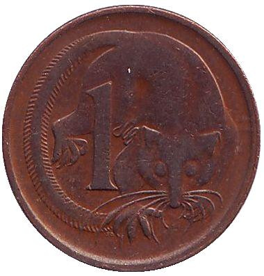 Монета 1 цент, 1968 год, Австралия. Карликовый летучий кускус.