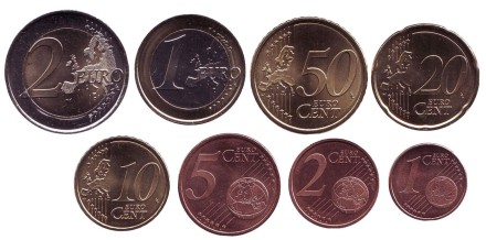 Набор монет евро (8 шт). 2018 год, Испания. Набор монет евро (8 шт). 2018 год, Испания.