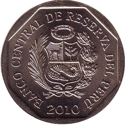 Монета 1 соль. 2010 год, Перу. Саркофаги Карахиа. Монета 1 соль. 2010 год, Перу. Саркофаги Карахиа.