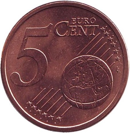 Монета 5 центов, 2013 год, Италия. Монета 5 центов, 2013 год, Италия.