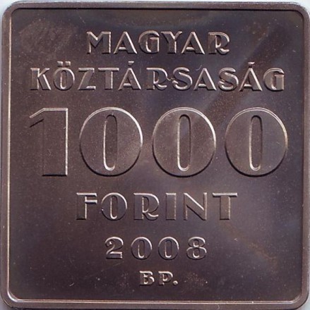 Монета 1000 форинтов. 2008 год, Венгрия. Тивадар Пушкаш. BU.