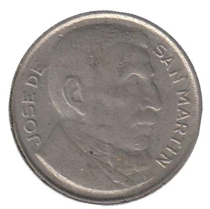 Монета 5 сентаво. 1950 год, Аргентина. 100 лет со дня смерти Хосе де Сан Мартина. Монета 5 сентаво. 1950 год, Аргентина. 100 лет со дня смерти Хосе де Сан Мартина.