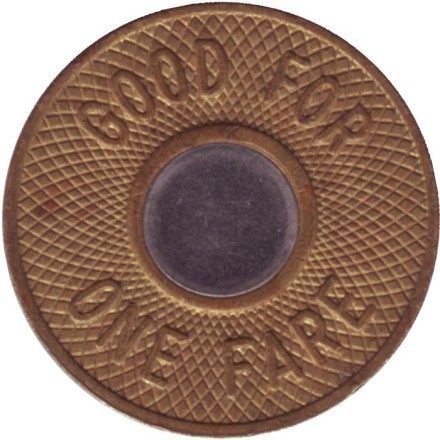 Жетон метрополитена г. Нью-Йорк. "Бычий глаз". 1986-95 гг., США. (Без монограммы).