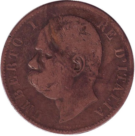 Монета 10 чентезимо. 1894 год, Италия. "R" Умберто I.