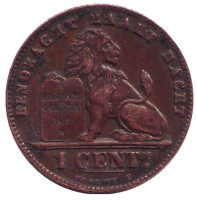 Монета 1 сантим. 1901 год, Бельгия. (Der Belgen) 