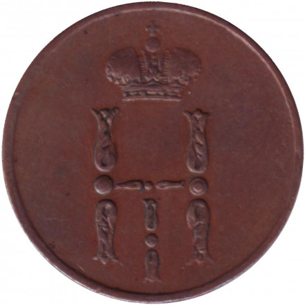 Монета денежка (1/2 копейки). 1855 (Е.М.) год, Российская империя. (Николай I). Монета денежка (1/2 копейки). 1855 (Е.М.) год, Российская империя. (Николай I).