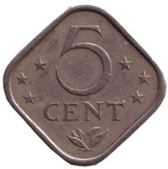 Монета 5 центов. 1971 год, Нидерландские Антильские острова. Монета 5 центов. 1971 год, Нидерландские Антильские острова.