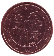 Монета 5 центов. 2003 год (G), Германия. Монета 5 центов. 2003 год (G), Германия.
