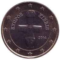 Монета 1 евро. 2014 год, Кипр.