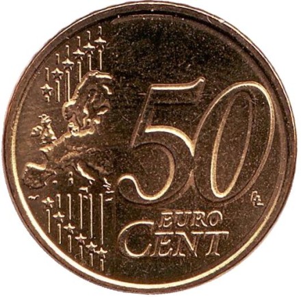 Монета 50 центов. 2008 год, Люксембург. Монета 50 центов. 2008 год, Люксембург.