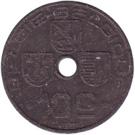 Монета 10 сантимов. 1942 год, Бельгия (Belgie-Belgique). Монета 10 сантимов. 1942 год, Бельгия (Belgie-Belgique).