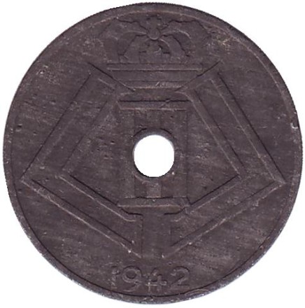 Монета 10 сантимов. 1942 год, Бельгия (Belgie-Belgique). Монета 10 сантимов. 1942 год, Бельгия (Belgie-Belgique).