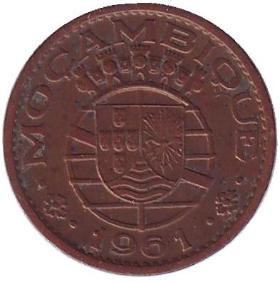 Монета 20 сентаво. 1961 год, Мозамбик в составе Португалии.
