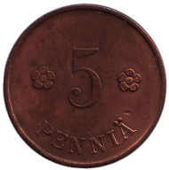 Монета 5 пенни. 1918 год, Финляндия. Монета 5 пенни. 1918 год, Финляндия.