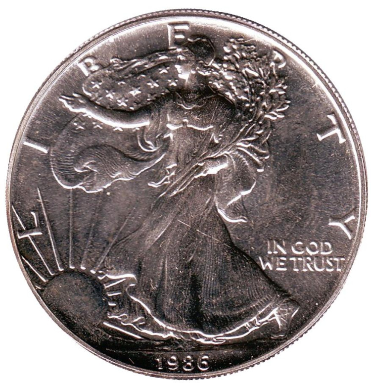 1 серебряный доллар. 1 Доллар США шагающая Свобода серебро 1991г. Серебряный доллар 1991. 1 Доллар 1986 США монета. Один доллар монетой 1986 года.