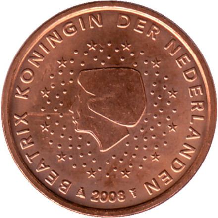 Монета 1 цент. 2008 год, Нидерланды.