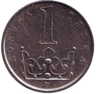 Монета 1 крона. 2000 год, Чехия. Монета 1 крона. 2000 год, Чехия.