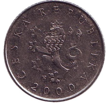 Монета 1 крона. 2000 год, Чехия. Монета 1 крона. 2000 год, Чехия.