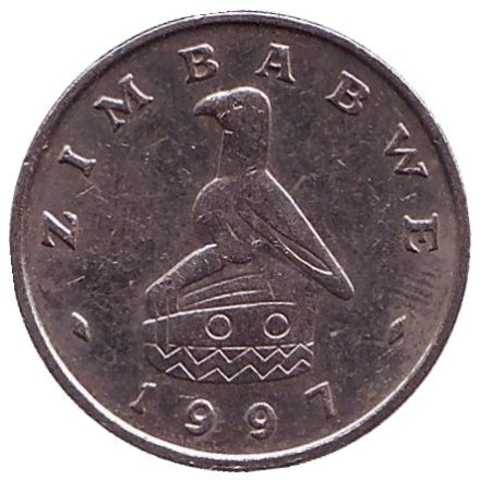 Монета 10 центов. 1997 год, Зимбабве. Баобаб.