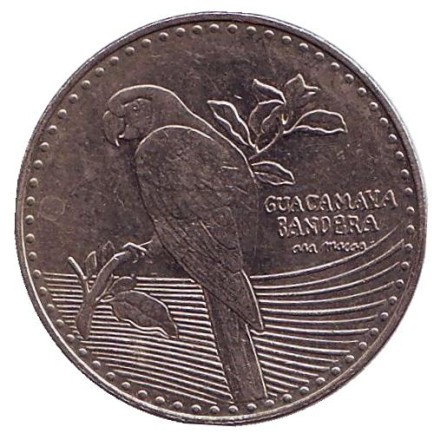 Монета 200 песо. 2016 год, Колумбия. Красный ара.