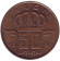 Монета 50 сантимов. 1991 год, Бельгия. (Belgie)