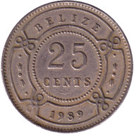 Монета 25 центов. 1989 год, Белиз. Монета 25 центов. 1989 год, Белиз.