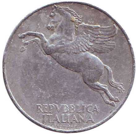 Монета 10 лир. 1948 год, Италия. Пегас.