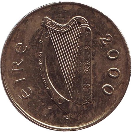 Монета 20 пенсов. 2000 год, Ирландия. Лошадь.