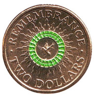 Монета 2 доллара. 2014 год, Австралия. День памяти.