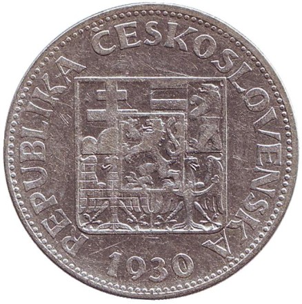 Монета 10 крон. 1930 год, Чехословакия. Монета 10 крон. 1930 год, Чехословакия.