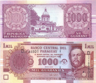 Банкнота 1000 гуарани. 1995 год, Парагвай. Банкнота 1000 гуарани. 1995 год, Парагвай.