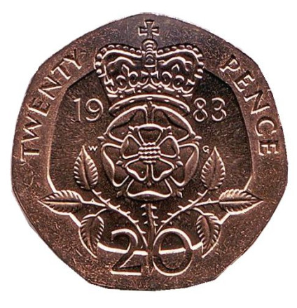Монета 20 пенсов. 1983 год, Великобритания. BU.