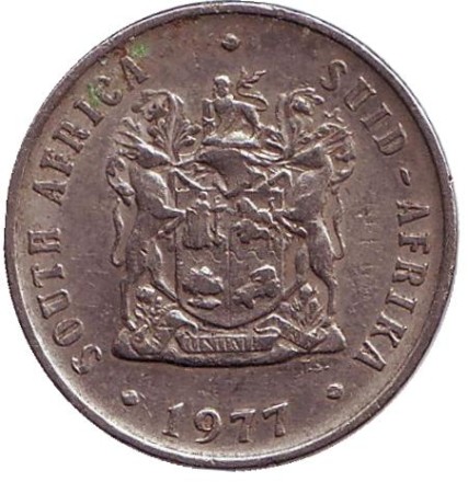 Монета 10 центов. 1977 год, Южная Африка. Алоэ.
