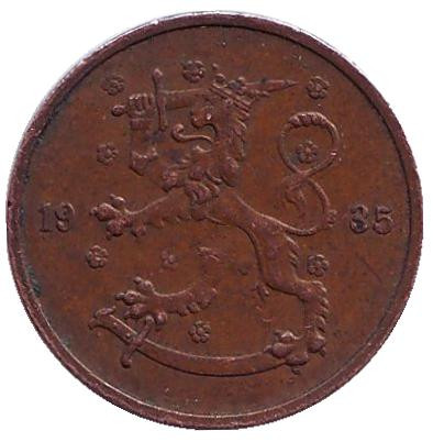 Монета 5 пенни. 1935 год, Финляндия.