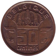 Монета 50 сантимов. 1987 год, Бельгия. (Belgique) Монета 50 сантимов. 1987 год, Бельгия. (Belgique)