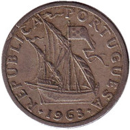 Монета 2,5 эскудо. 1963 год, Португалия. Монета 2,5 эскудо. 1963 год, Португалия.