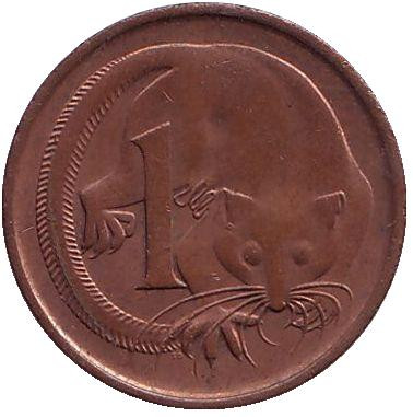 Монета 1 цент, 1982 год, Австралия. Карликовый летучий кускус.
