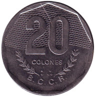 Монета 20 колонов. 1985 год, Коста-Рика. Монета 20 колонов. 1985 год, Коста-Рика.