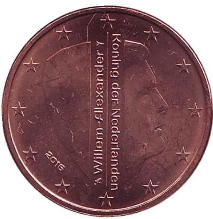Монета 5 евроцентов. 2016 год, Нидерланды.
