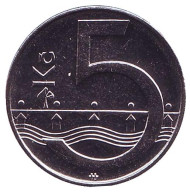 Монета 5 крон. 2019 год, Чехия. UNC. Монета 5 крон. 2019 год, Чехия. UNC.