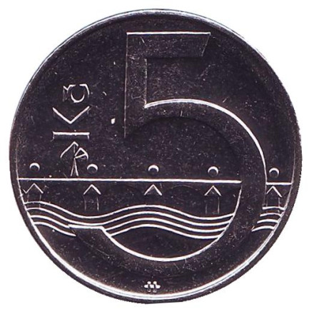 Монета 5 крон. 2019 год, Чехия. UNC.