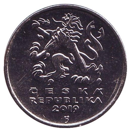 Монета 5 крон. 2019 год, Чехия. UNC.