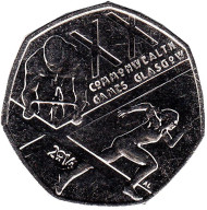 Монета 50 пенсов. 2014 год, Великобритания. Игры Содружества 2014 года в Глазго. Монета 50 пенсов. 2014 год, Великобритания. Игры Содружества 2014 года в Глазго.