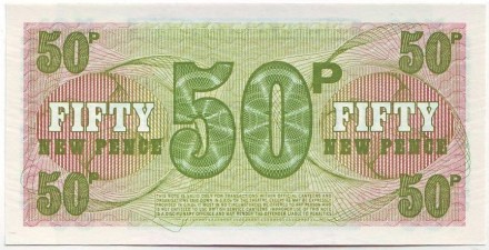 Банкнота 50 пенсов. 1972 год, Великобритания (Британская Армия). 6 серия.