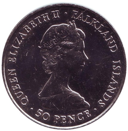 Монета 50 пенсов. 1980 год, Фолклендские острова. 80 лет со дня рождения Королевы-Матери. Монета 50 пенсов. 1980 год, Фолклендские острова. 80 лет со дня рождения Королевы-Матери.