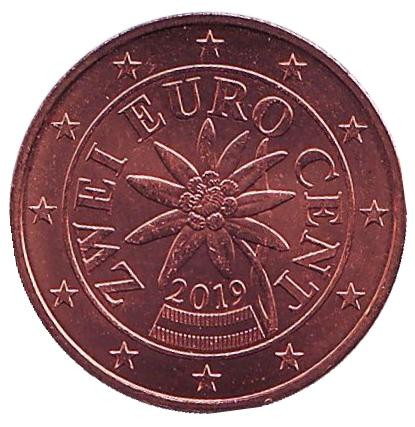 Монета 2 цента. 2019 год, Австрия.