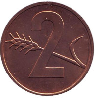 Монета 2 раппена. 1974 год, Швейцария. UNC.