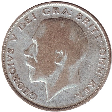 Монета 1/2 кроны. 1923 год, Великобритания. Монета 1/2 кроны. 1923 год, Великобритания.